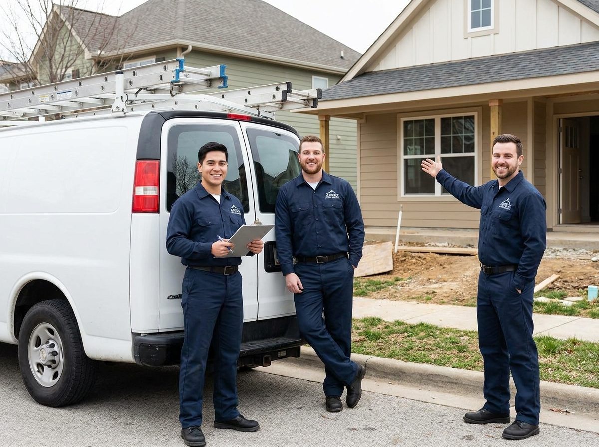 The Jampacked Services crew in navy uniforms